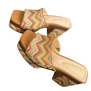 Jessica Simpson Womens Charlete Platform Sandals slip on mule 8 festival NWOT